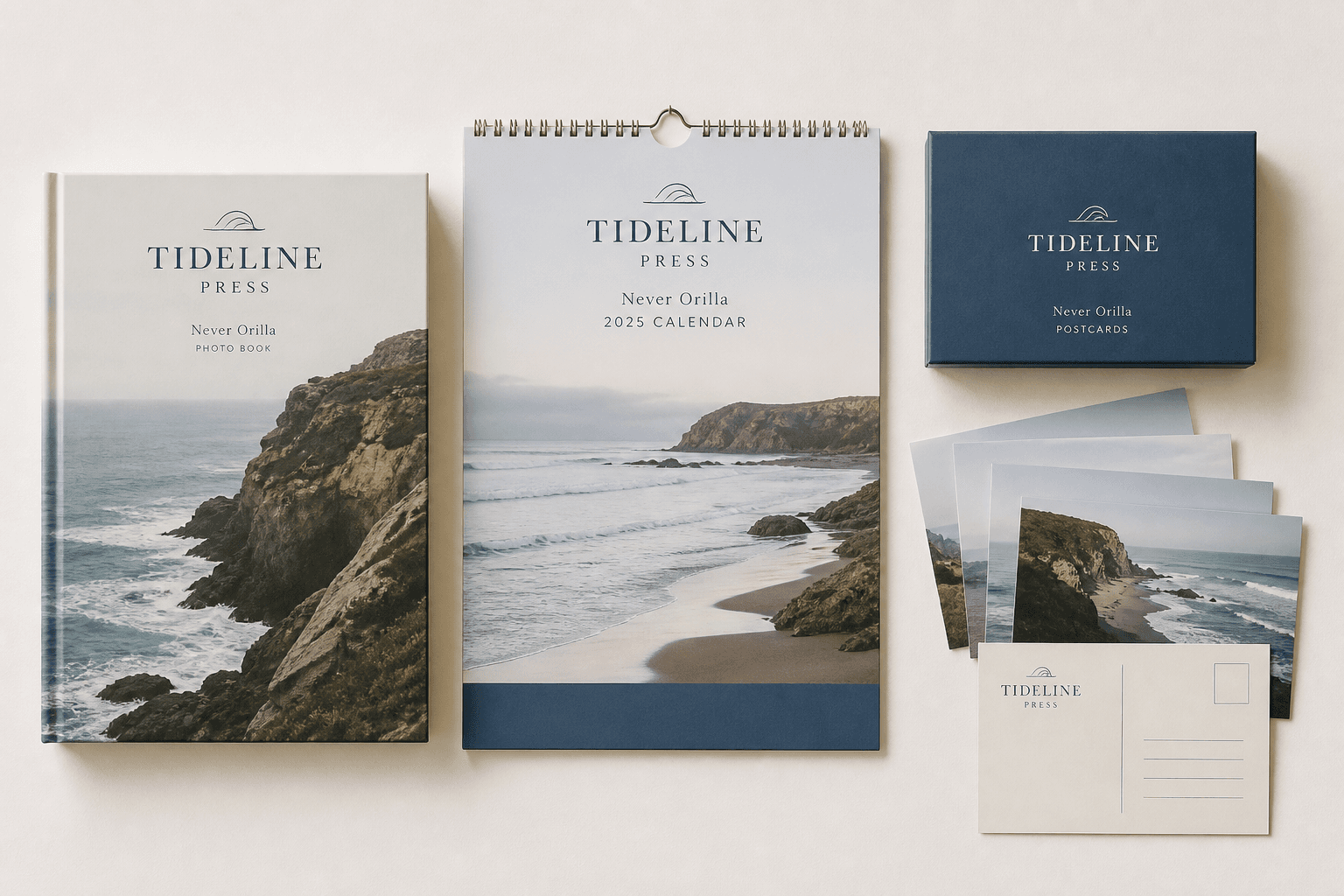 TIDELINE PRESS photo book, calendar, and postcards